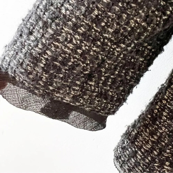 Ann Taylor‎ Black Boucle Blazer Size 4 Chiffon Trim Clueless Wool Blend Office - Picture 7 of 9